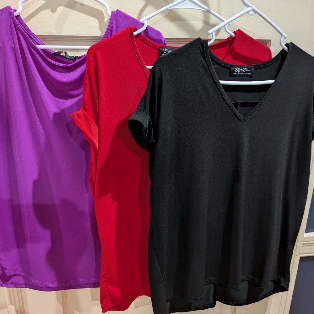 Elegant Women's Tops - Black, Red, and Purple